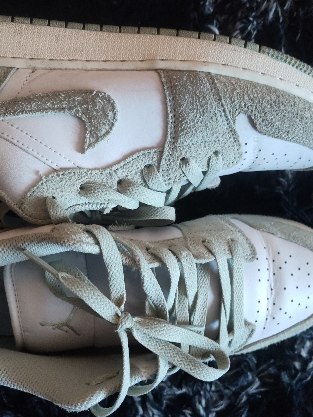 Jordan Women's Low Top Sneakers in Sage Green and White